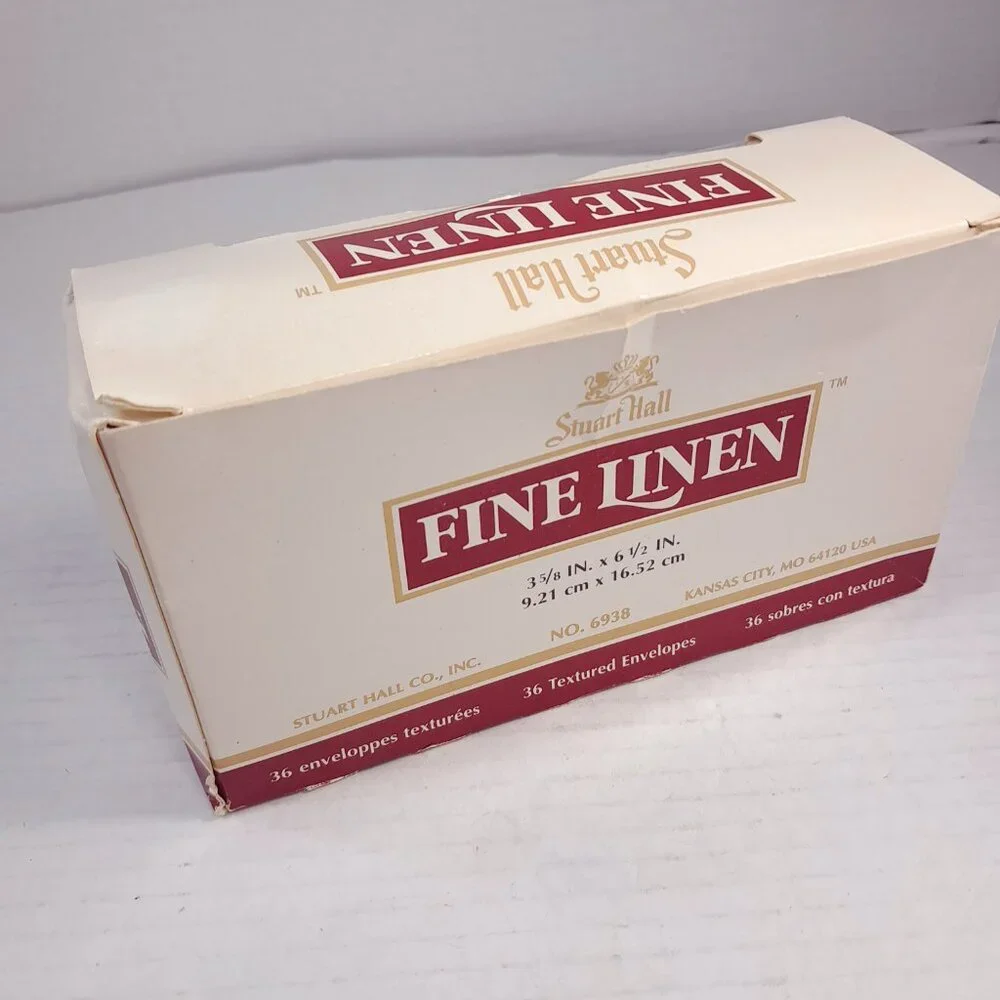 Vintage Stuart Hall Fine Linen Textured Envelopes‎ #6938 made USA box 35 cream